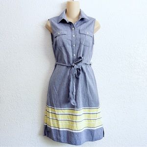 Vineyard Vines Chambray Yellow Summer Tank Cotton Dress Size 0 XS